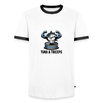Gym Thon & Triceps - T-shirt contrasté Homme - blanc/noir - Devant - AI Model Female 172 light (172cm) & AI Model Male 178 dark (178cm)