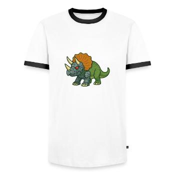 Triceratops Roboter Verwandlung - Männer Kontrast-T-Shirt - Weiß/Schwarz - Vorne - AI Model Female 172 light (172cm) & AI Model Male 178 dark (178cm)