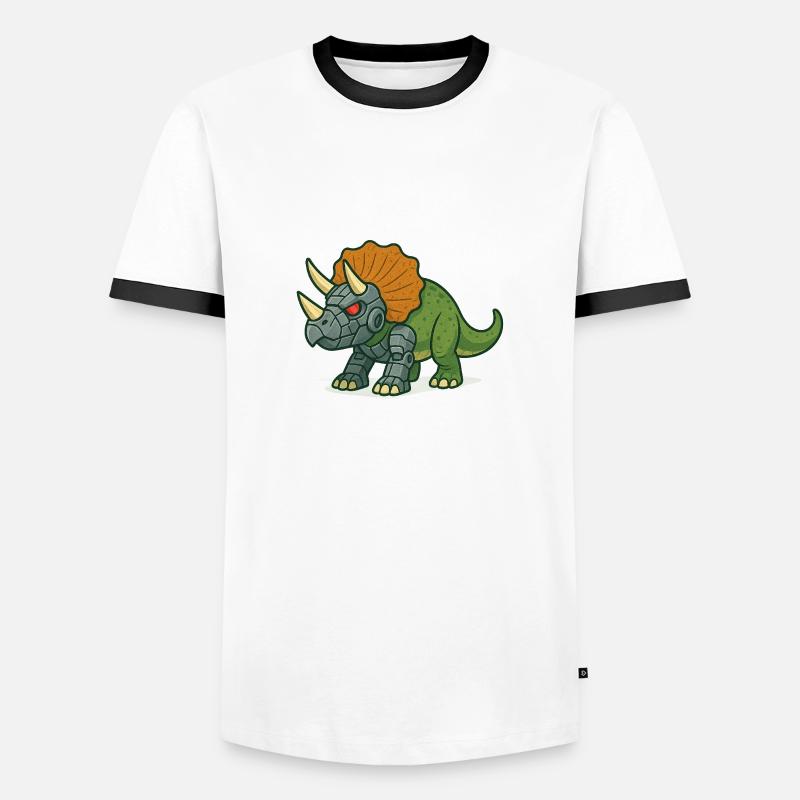 Triceratops Robot Transformation - Men's Ringer Shirt - white/black