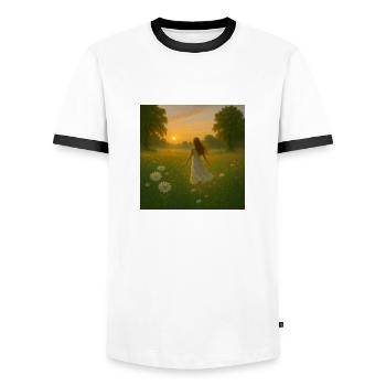 Prairie des filles - T-shirt contrasté Homme - blanc/noir - Devant - AI Model Female 172 light (172cm) & AI Model Male 178 dark (178cm)