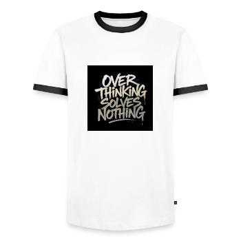 Overthinking solves nothing - Graffity Style - Männer Kontrast-T-Shirt - Weiß/Schwarz - Vorne - AI Model Female 172 light (172cm) & AI Model Male 178 dark (178cm)