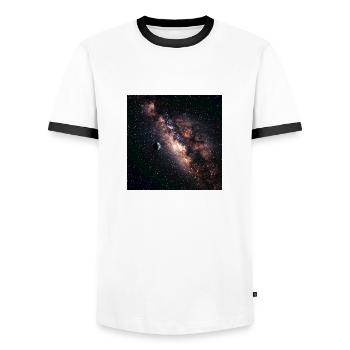 Galaxy Nebulae T-Shirt - Men's Ringer Shirt - white/black - Front - AI Model Female 172 light (172cm) & AI Model Male 178 dark (178cm)