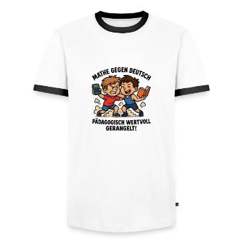 Math German Duel Wrestling - Men's Ringer Shirt - white/black - Front - AI Model Female 172 light (172cm) & AI Model Male 178 dark (178cm)