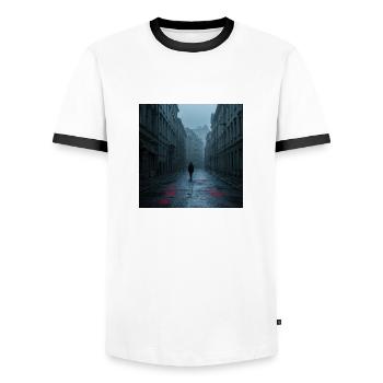 Ville de Fog Stream - T-shirt contrasté Homme - blanc/noir - Devant - AI Model Female 172 light (172cm) & AI Model Male 178 dark (178cm)
