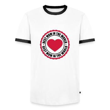 sticker aufkleber button kreis rund herz liebe mam - Männer Kontrast-T-Shirt - Weiß/Schwarz - Vorne - AI Model Female 172 light (172cm) & AI Model Male 178 dark (178cm)
