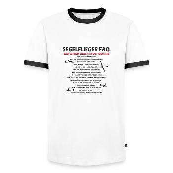 Segelflieger FAQ lustig Geschenk schwarz - Männer Kontrast-T-Shirt - Weiß/Schwarz - Vorne - AI Model Female 172 light (172cm) & AI Model Male 178 dark (178cm)