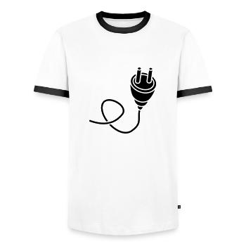black connect connection cable plug plug - Men's Ringer Shirt - white/black - Front - AI Model Female 172 light (172cm) & AI Model Male 178 dark (178cm)