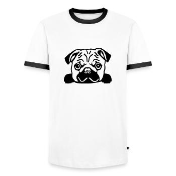 Mops - Männer Kontrast-T-Shirt - Weiß/Schwarz - Vorne - AI Model Female 172 light (172cm) & AI Model Male 178 dark (178cm)