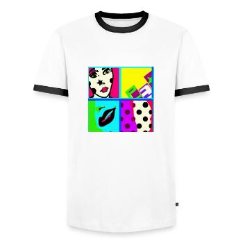 Pop art - Männer Kontrast-T-Shirt - Weiß/Schwarz - Vorne - AI Model Female 172 light (172cm) & AI Model Male 178 dark (178cm)