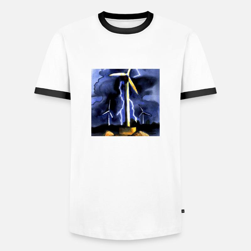 Blitz Windrad - Männer Kontrast-T-Shirt - Weiß/Schwarz