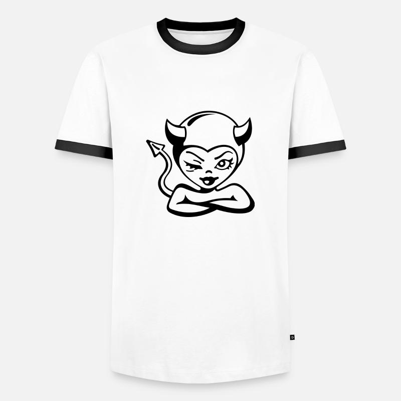Devil Lady - Männer Kontrast-T-Shirt - Weiß/Schwarz