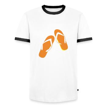beach beach summer summer vacation vacation301 - Men's Ringer Shirt - white/black - Front - AI Model Female 172 light (172cm) & AI Model Male 178 dark (178cm)