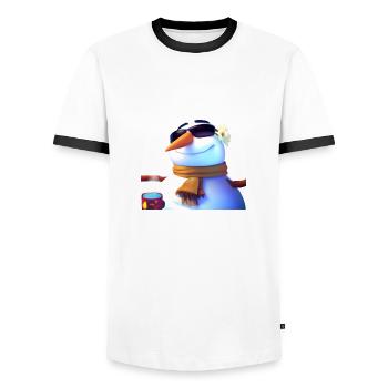 Bonhomme de neige avec lunettes de soleil - T-shirt contrasté Homme - blanc/noir - Devant - AI Model Female 172 light (172cm) & AI Model Male 178 dark (178cm)
