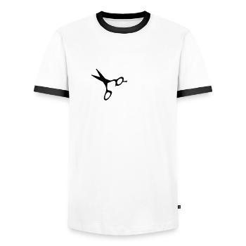 scissors hairdresser hairdresser hairdresser draw - Men's Ringer Shirt - white/black - Front - AI Model Female 172 light (172cm) & AI Model Male 178 dark (178cm)
