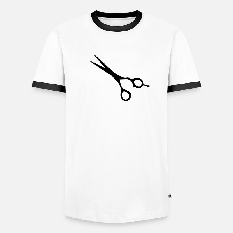 ciseaux coiffure coiffeur coiffeuse dessin - T-shirt contrasté Homme - blanc/noir