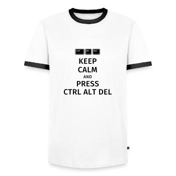 keep calm and press ctrl alt del - Männer Kontrast-T-Shirt - Weiß/Schwarz - Vorne - AI Model Female 172 light (172cm) & AI Model Male 178 dark (178cm)