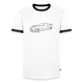 Skyline - T-shirt contrasté Homme - blanc/noir - Devant - AI Model Female 172 light (172cm) & AI Model Male 178 dark (178cm)