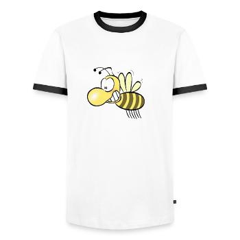 Funny bee - Men's Ringer Shirt - white/black - Front - AI Model Female 172 light (172cm) & AI Model Male 178 dark (178cm)