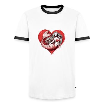Das Herz der Meerjungfrau von Morgat - Männer Kontrast-T-Shirt - Weiß/Schwarz - Vorne - AI Model Female 172 light (172cm) & AI Model Male 178 dark (178cm)