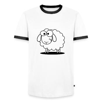 mouton - T-shirt contrasté Homme - blanc/noir - Devant - AI Model Female 172 light (172cm) & AI Model Male 178 dark (178cm)