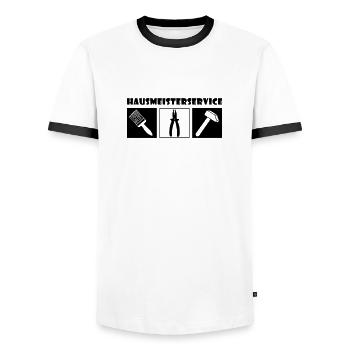 Janitor Service - Men's Ringer Shirt - white/black - Front - AI Model Female 172 light (172cm) & AI Model Male 178 dark (178cm)