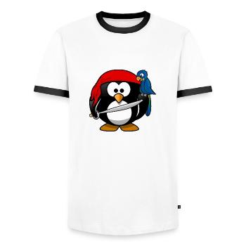 Pirate penguin - Men's Ringer Shirt - white/black - Front - AI Model Female 172 light (172cm) & AI Model Male 178 dark (178cm)