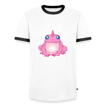 Frosch mit Horn - Männer Kontrast-T-Shirt - Weiß/Schwarz - Vorne - AI Model Female 172 light (172cm) & AI Model Male 178 dark (178cm)