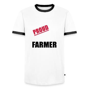 stolzer Landwirt - Männer Kontrast-T-Shirt - Weiß/Schwarz - Vorne - AI Model Female 172 light (172cm) & AI Model Male 178 dark (178cm)