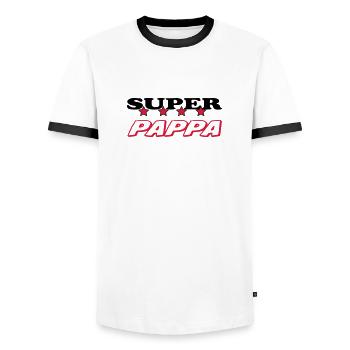 Super pappa - Men's Ringer Shirt - white/black - Front - AI Model Female 172 light (172cm) & AI Model Male 178 dark (178cm)