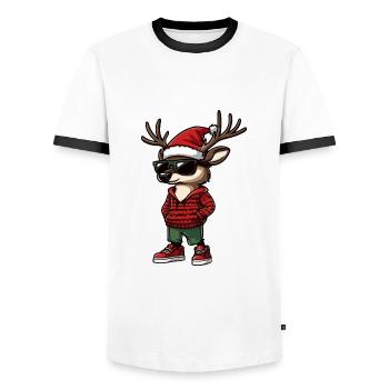 Noël du cerf Noël - T-shirt contrasté Homme - blanc/noir - Devant - AI Model Female 172 light (172cm) & AI Model Male 178 dark (178cm)