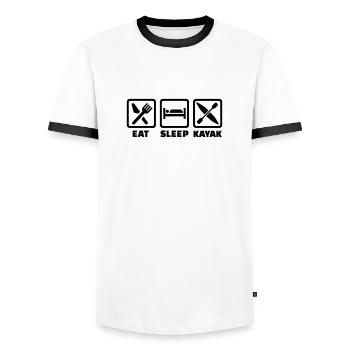 Eat Sleep Kayak - T-shirt contrasté Homme - blanc/noir - Devant - AI Model Female 172 light (172cm) & AI Model Male 178 dark (178cm)