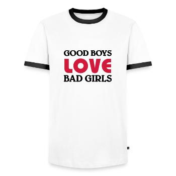 Good boys love bad girls - Männer Kontrast-T-Shirt - Weiß/Schwarz - Vorne - AI Model Female 172 light (172cm) & AI Model Male 178 dark (178cm)
