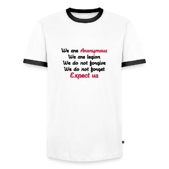 Anonymous - Men's Ringer Shirt - white/black - Front - AI Model Female 172 light (172cm) & AI Model Male 178 dark (178cm)
