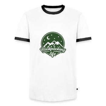 Voyage voyage backpacking la nostalgie de la distance - T-shirt contrasté Homme - blanc/noir - Devant - AI Model Female 172 light (172cm) & AI Model Male 178 dark (178cm)