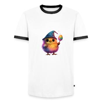 poussin magique - T-shirt contrasté Homme - blanc/noir - Devant - AI Model Female 172 light (172cm) & AI Model Male 178 dark (178cm)
