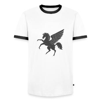 Pferde - Männer Kontrast-T-Shirt - Weiß/Schwarz - Vorne - AI Model Female 172 light (172cm) & AI Model Male 178 dark (178cm)