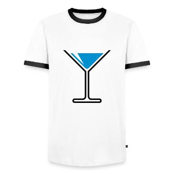 XFrice Time Fun (bleu ciel) - T-shirt contrasté Homme - blanc/noir - Devant - AI Model Female 172 light (172cm) & AI Model Male 178 dark (178cm)