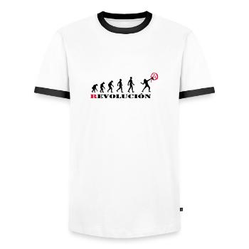 r-evolution, evolution, revolution, street art, - Men's Ringer Shirt - white/black - Front - AI Model Female 172 light (172cm) & AI Model Male 178 dark (178cm)