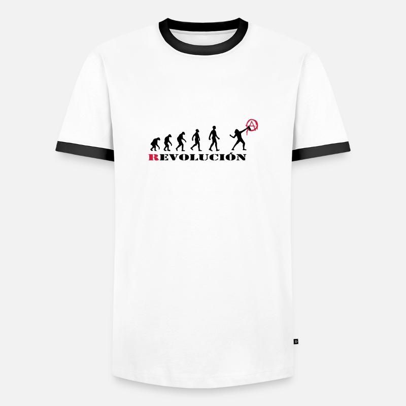 r-evolution, evolution, revolution, street art, - Männer Kontrast-T-Shirt - Weiß/Schwarz