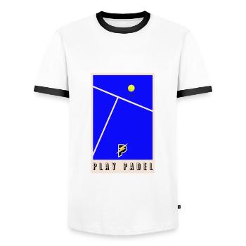 Padel - Gift for Padel lovers - Men's Ringer Shirt - white/black - Front - AI Model Female 172 light (172cm) & AI Model Male 178 dark (178cm)
