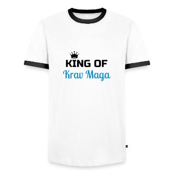 Krav Maga / Krav-Maga / Kampfkunst / Martial Art - Men's Ringer Shirt - white/black - Front - AI Model Female 172 light (172cm) & AI Model Male 178 dark (178cm)