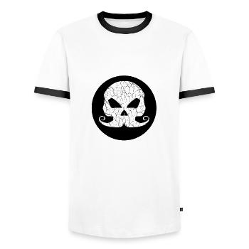 Skull Totenkopf Bones Vintage - Männer Kontrast-T-Shirt - Weiß/Schwarz - Vorne - AI Model Female 172 light (172cm) & AI Model Male 178 dark (178cm)