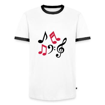 Noten Notes Notenschlüssel Musik - Männer Kontrast-T-Shirt - Weiß/Schwarz - Vorne - AI Model Female 172 light (172cm) & AI Model Male 178 dark (178cm)
