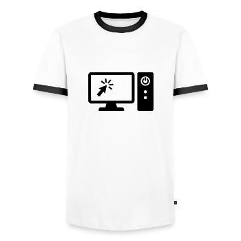 Ordinateur - T-shirt contrasté Homme - blanc/noir - Devant - AI Model Female 172 light (172cm) & AI Model Male 178 dark (178cm)