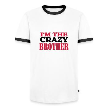I'm the crazy Brother - T-shirt contrasté Homme - blanc/noir - Devant - AI Model Female 172 light (172cm) & AI Model Male 178 dark (178cm)