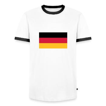 Germany Flag Black Red Gold - Men's Ringer Shirt - white/black - Front - AI Model Female 172 light (172cm) & AI Model Male 178 dark (178cm)