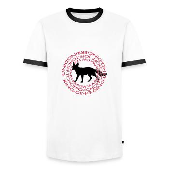 What Says The Fox 2 - Männer Kontrast-T-Shirt - Weiß/Schwarz - Vorne - AI Model Female 172 light (172cm) & AI Model Male 178 dark (178cm)