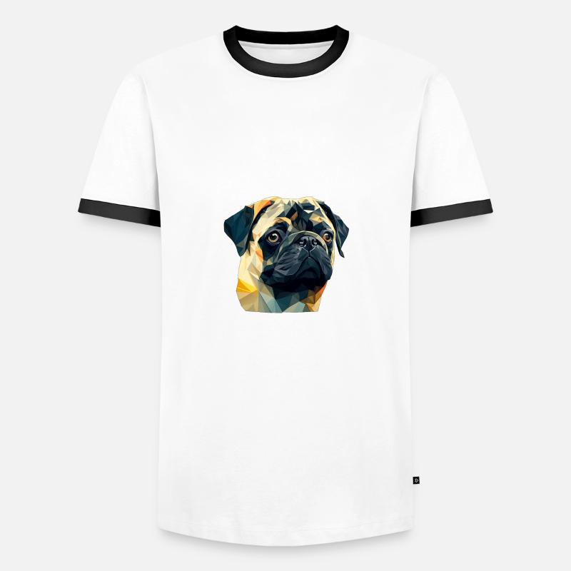 PUG - Männer Kontrast-T-Shirt - Weiß/Schwarz