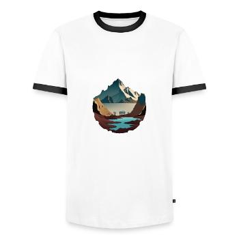 SURREAL - Men's Ringer Shirt - white/black - Front - AI Model Female 172 light (172cm) & AI Model Male 178 dark (178cm)