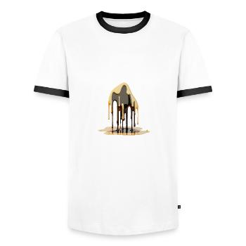 MELTING - Men's Ringer Shirt - white/black - Front - AI Model Female 172 light (172cm) & AI Model Male 178 dark (178cm)